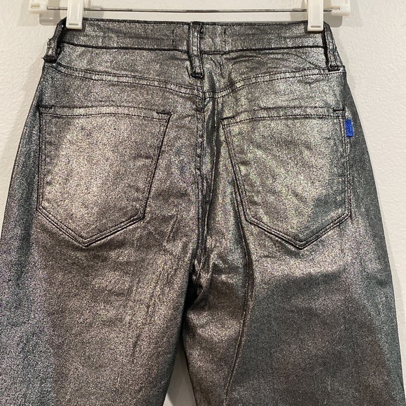 Vibrant Silver Gray Metallic Bootcut Flare Denim Shiny Pants NWT Multiple Sizes - Picture 9 of 16